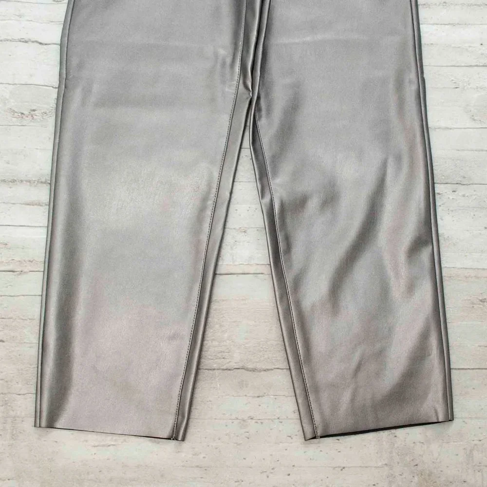 NWT Express Straight Super High Rise Metallic Crop Pants in  Gunmetal size 6 - Picture 7 of 9
